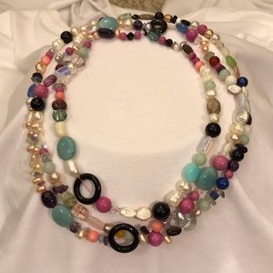 Gorgeous Designer 58-inch Multi-Gemstone Necklace